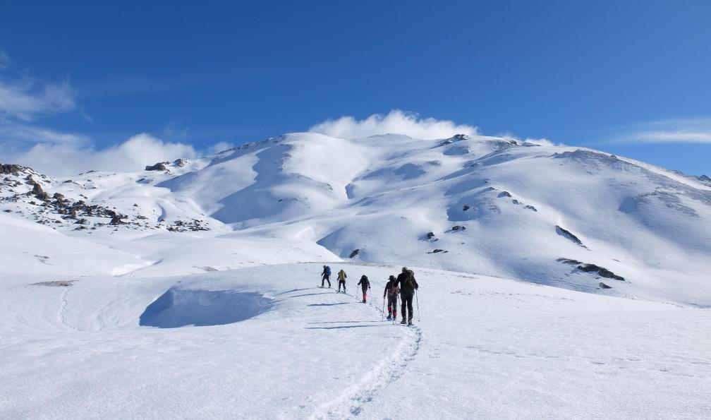 Ourson+ - Adobe stock - Skieurs de ski de randonnée et alpiniste en montagne qui skient sur la neige et la glace en plein soleil dans le Queyras de Saint Véran, Alpes, France - Débuter le ski de rando dans le Queyras alpes-francaises-hors-piste-et-rando-en-queyras
