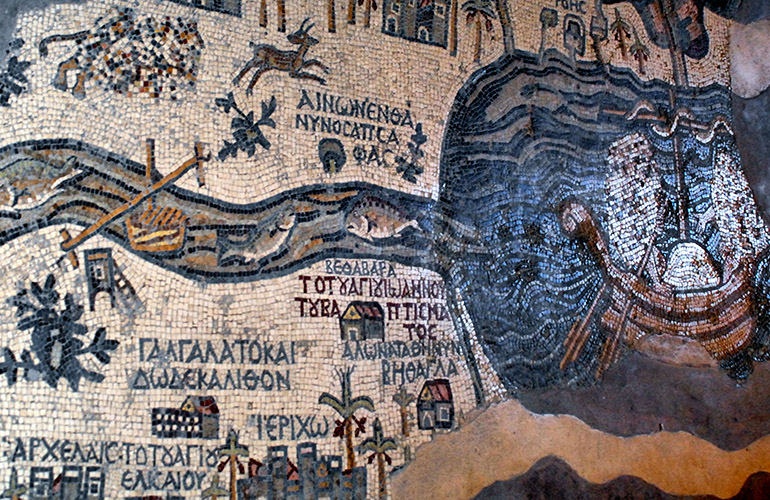 Mosaïque Byzantine, carte de la Terre sainte, Jordanie