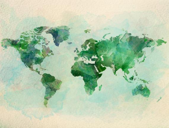 Carte du monde aquarelle