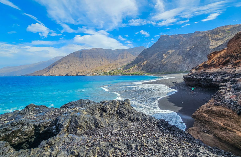 Plage de Tarrafal sur l'île de Santo Antao, Cap Vert