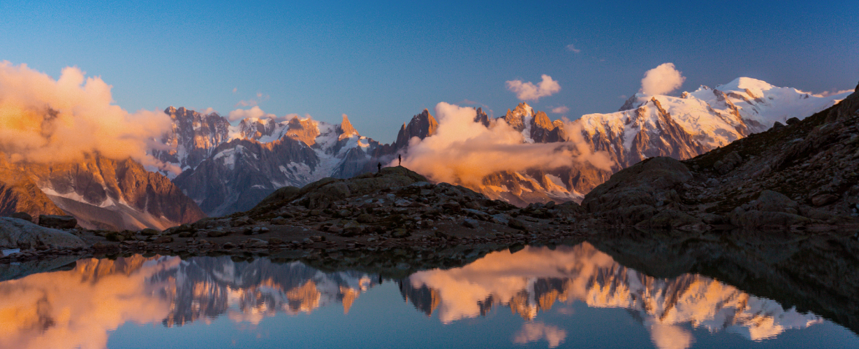 Vue du Lac Blanc sur le mont-blanc, au dessus de Chamonix, Alpes, France